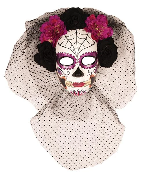 Masker Day Of The Dead Paars Bloemen 1 Masker Day Of The Dead Paars Bloemen