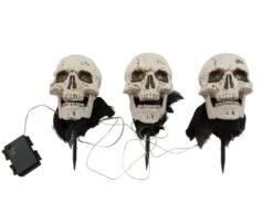 Halloween Skeleton Head With Stake, Set Of 3, 29cm
