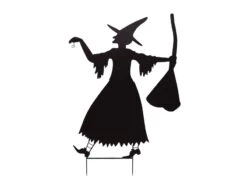 Silhouette Metal Witch With Broom